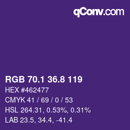 カラーコード: RGB 70.1 36.8 119 | qconv.com