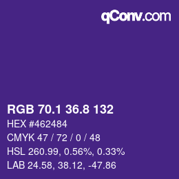 カラーコード: RGB 70.1 36.8 132 | qconv.com