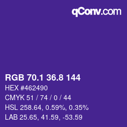 カラーコード: RGB 70.1 36.8 144 | qconv.com