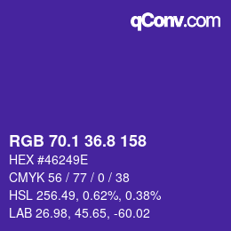カラーコード: RGB 70.1 36.8 158 | qconv.com