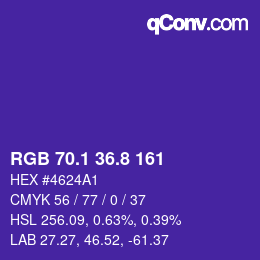 カラーコード: RGB 70.1 36.8 161 | qconv.com