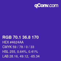 カラーコード: RGB 70.1 36.8 170 | qconv.com