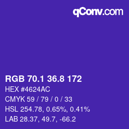 カラーコード: RGB 70.1 36.8 172 | qconv.com