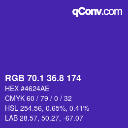 カラーコード: RGB 70.1 36.8 174 | qconv.com