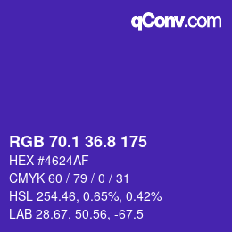 カラーコード: RGB 70.1 36.8 175 | qconv.com