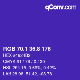 カラーコード: RGB 70.1 36.8 178 | qconv.com