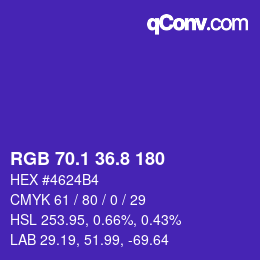 カラーコード: RGB 70.1 36.8 180 | qconv.com