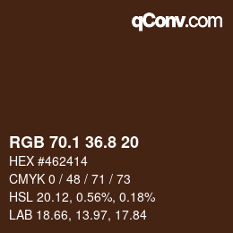 Color code: RGB 70.1 36.8 20 | qconv.com