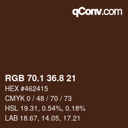 Color code: RGB 70.1 36.8 21 | qconv.com