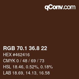 カラーコード: RGB 70.1 36.8 22 | qconv.com
