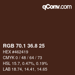 Color code: RGB 70.1 36.8 25 | qconv.com