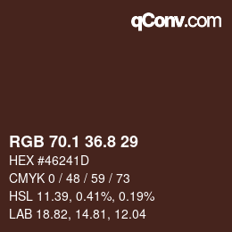 Color code: RGB 70.1 36.8 29 | qconv.com