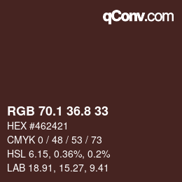Color code: RGB 70.1 36.8 33 | qconv.com