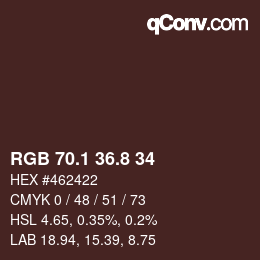 Color code: RGB 70.1 36.8 34 | qconv.com