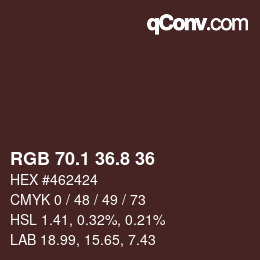 カラーコード: RGB 70.1 36.8 36 | qconv.com