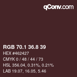 Color code: RGB 70.1 36.8 39 | qconv.com