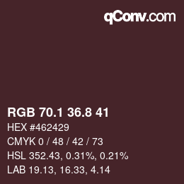 Color code: RGB 70.1 36.8 41 | qconv.com