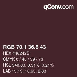 Color code: RGB 70.1 36.8 43 | qconv.com