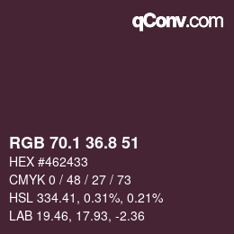 カラーコード: RGB 70.1 36.8 51 | qconv.com