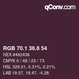 Color code: RGB 70.1 36.8 54 | qconv.com