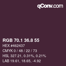 カラーコード: RGB 70.1 36.8 55 | qconv.com
