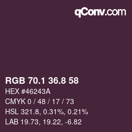 Color code: RGB 70.1 36.8 58 | qconv.com
