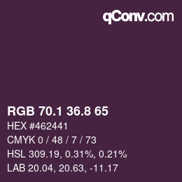 Color code: RGB 70.1 36.8 65 | qconv.com