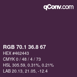 Color code: RGB 70.1 36.8 67 | qconv.com