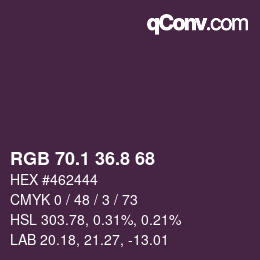 Color code: RGB 70.1 36.8 68 | qconv.com