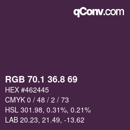 カラーコード: RGB 70.1 36.8 69 | qconv.com