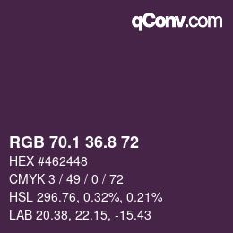 カラーコード: RGB 70.1 36.8 72 | qconv.com
