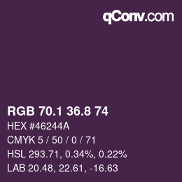 カラーコード: RGB 70.1 36.8 74 | qconv.com