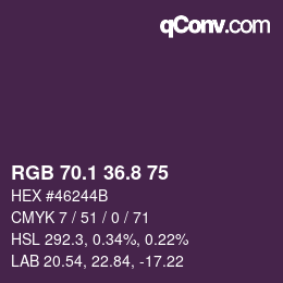カラーコード: RGB 70.1 36.8 75 | qconv.com