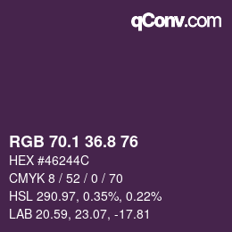 カラーコード: RGB 70.1 36.8 76 | qconv.com