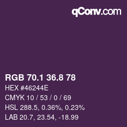 カラーコード: RGB 70.1 36.8 78 | qconv.com
