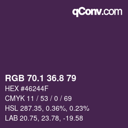 Color code: RGB 70.1 36.8 79 | qconv.com