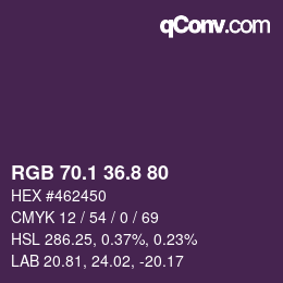 カラーコード: RGB 70.1 36.8 80 | qconv.com