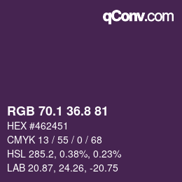 カラーコード: RGB 70.1 36.8 81 | qconv.com