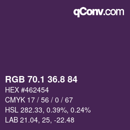 カラーコード: RGB 70.1 36.8 84 | qconv.com