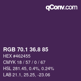 カラーコード: RGB 70.1 36.8 85 | qconv.com