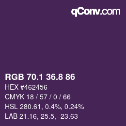 カラーコード: RGB 70.1 36.8 86 | qconv.com