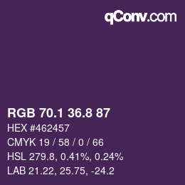 カラーコード: RGB 70.1 36.8 87 | qconv.com
