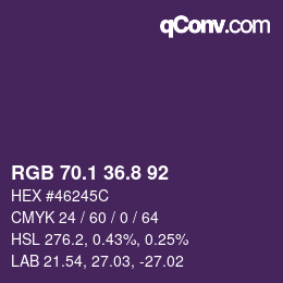 カラーコード: RGB 70.1 36.8 92 | qconv.com