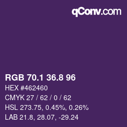 カラーコード: RGB 70.1 36.8 96 | qconv.com