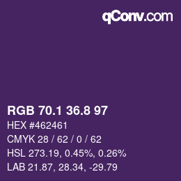 カラーコード: RGB 70.1 36.8 97 | qconv.com