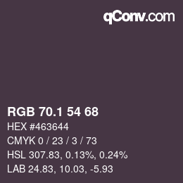 Color code: RGB 70.1 54 68 | qconv.com