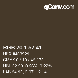 カラーコード: RGB 70.1 57 41 | qconv.com