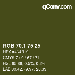 Color code: RGB 70.1 75 25 | qconv.com