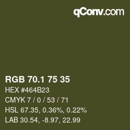 Color code: RGB 70.1 75 35 | qconv.com