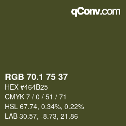 カラーコード: RGB 70.1 75 37 | qconv.com